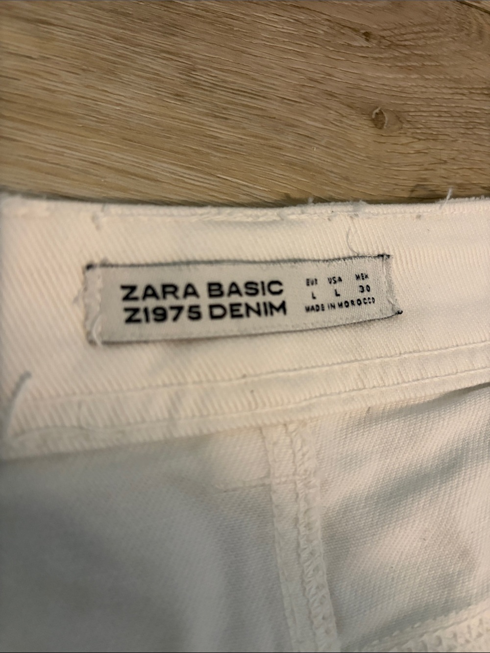 ZARA | Pearl Accent White Denim Skirt with Distressed Hem - Picture 8 of 16